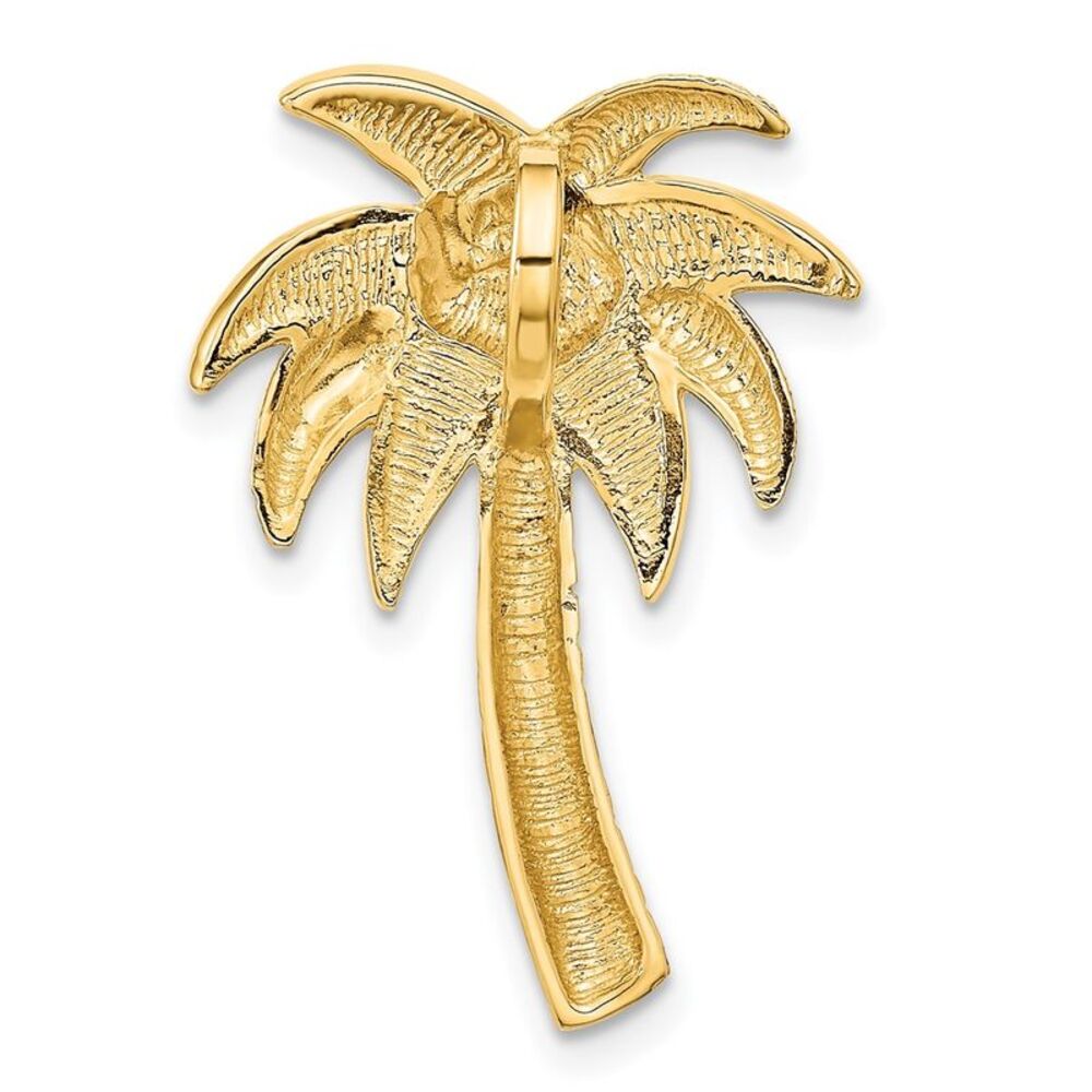 14k Yellow Gold Lab Created Opal Palm Tree Slide - image 4
